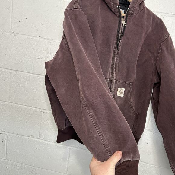 Vintage Carhartt Quilted Hooded Jacket “Burgundy/Wine” J06 - Picture 6 of 13